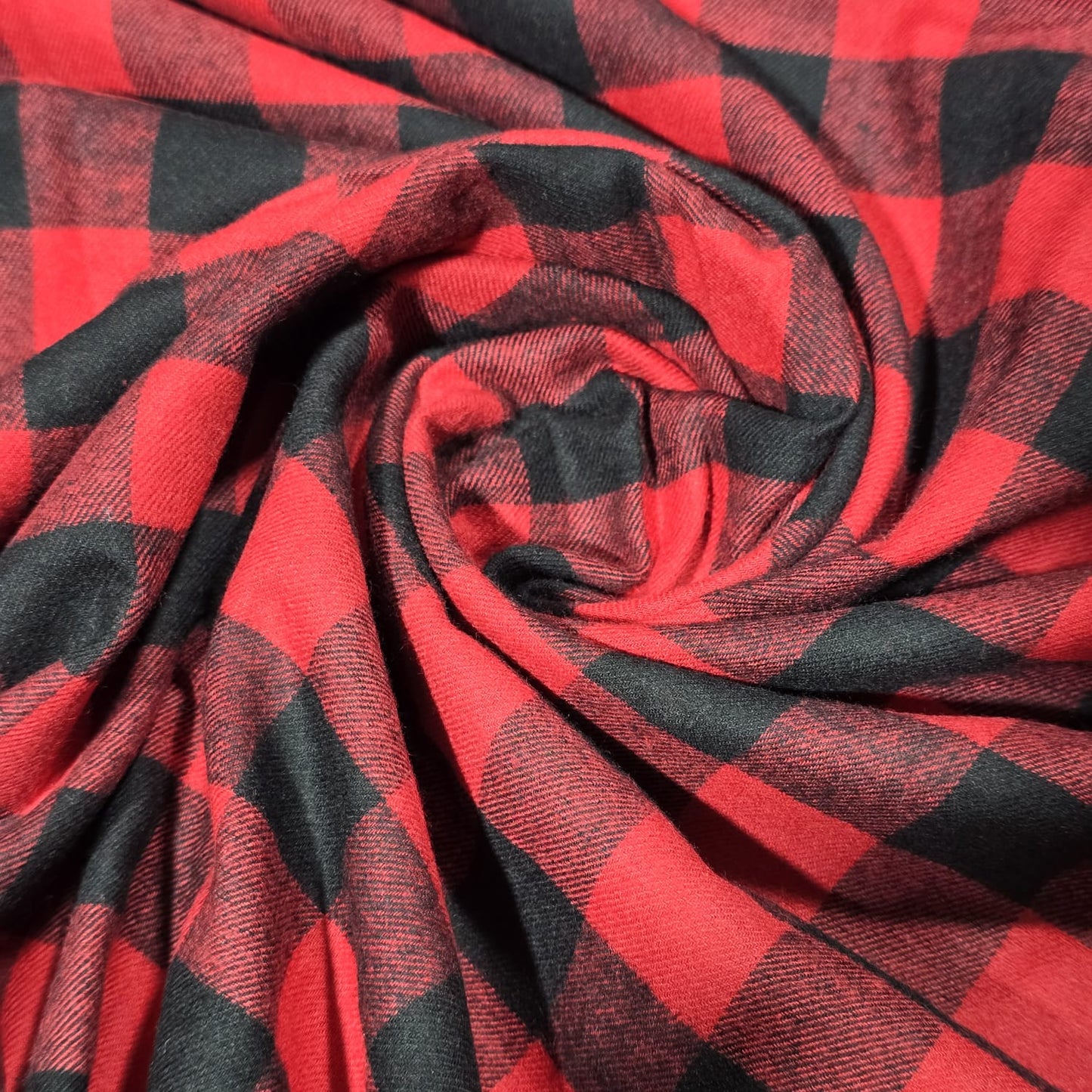 Red Black Buffalo Check Cotton Flannel Fabric Soft Brushed Plaid 58" Dress Costume Craft Material By The Meter