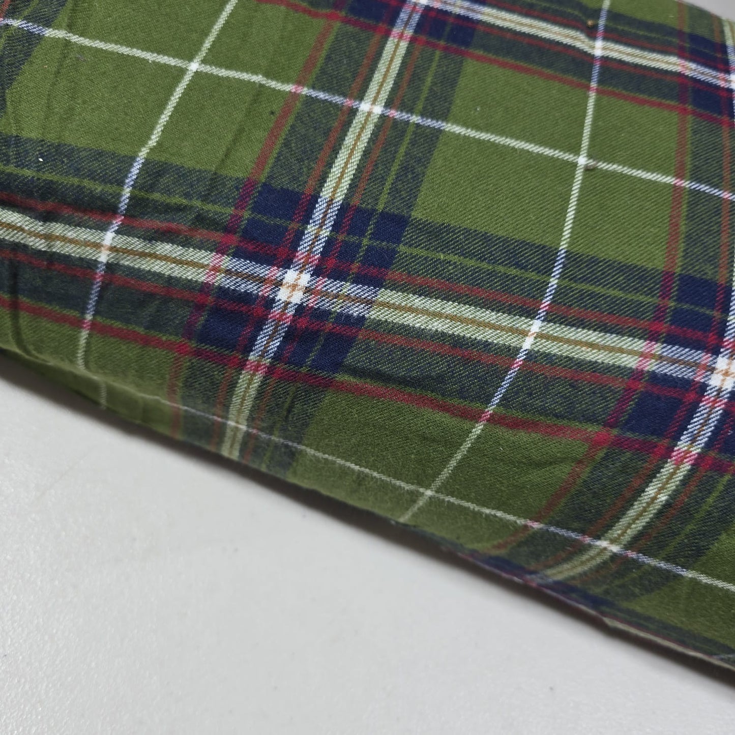 Olive Green Tartan Cotton Flannel Fabric Soft Brushed Plaid 58" By The Meter