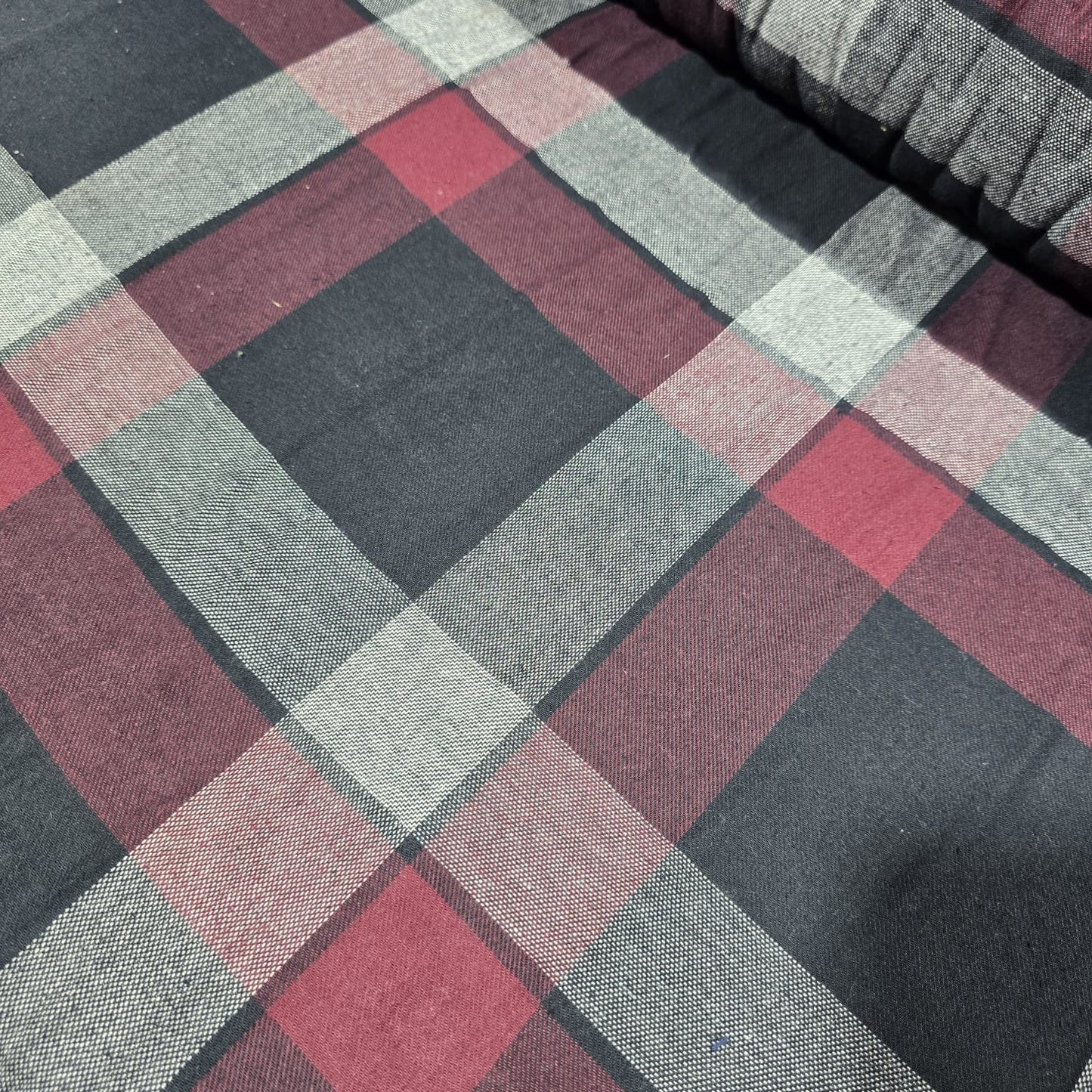 Burgundy Grey Black Check Cotton Flannel Fabric Soft Brushed Plaid 58" By The Meter