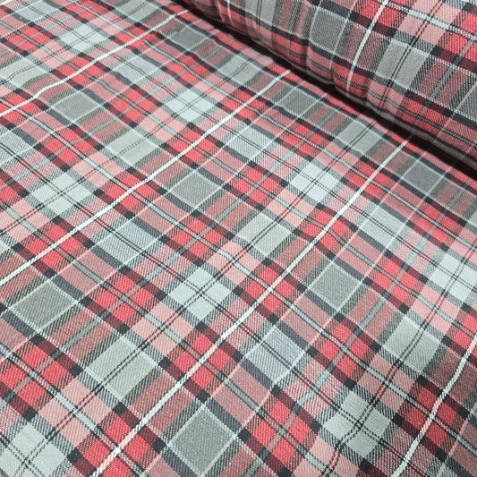 Red Grey Black Tartan Check Cotton Flannel Fabric Soft Brushed Plaid 58" By The Meter