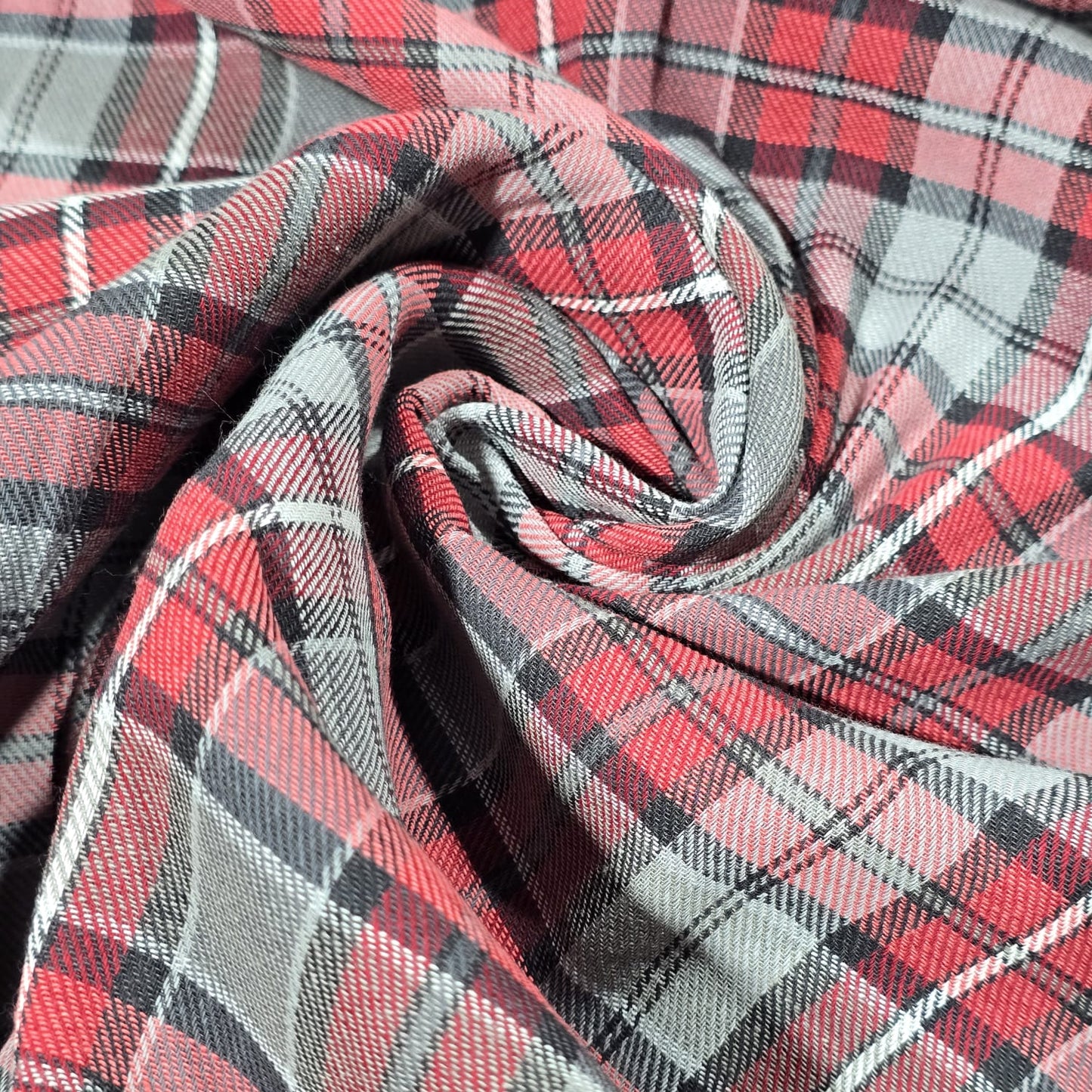Red Grey Black Tartan Check Cotton Flannel Fabric Soft Brushed Plaid 58" By The Meter