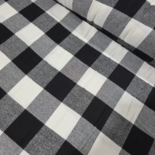 Black White Buffalo Check Cotton Flannel Fabric Soft Brushed Plaid 58" By The Meter