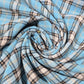 Sky Blue Tartan Cotton Flannel Fabric Soft Brushed Plaid 58" By The Meter
