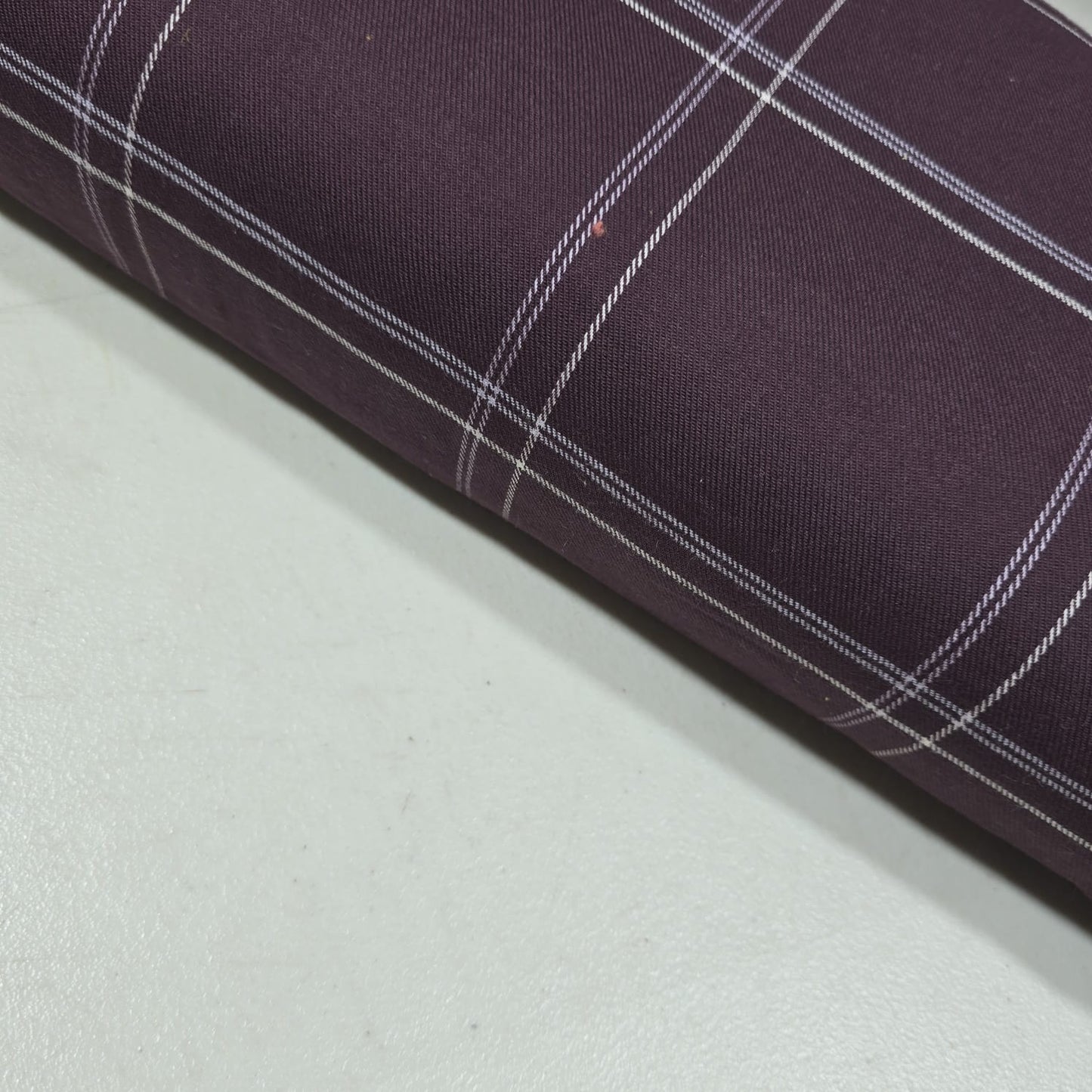 Plum Windowpane Cotton Flannel Fabric Soft Brushed Check 58" By The Meter