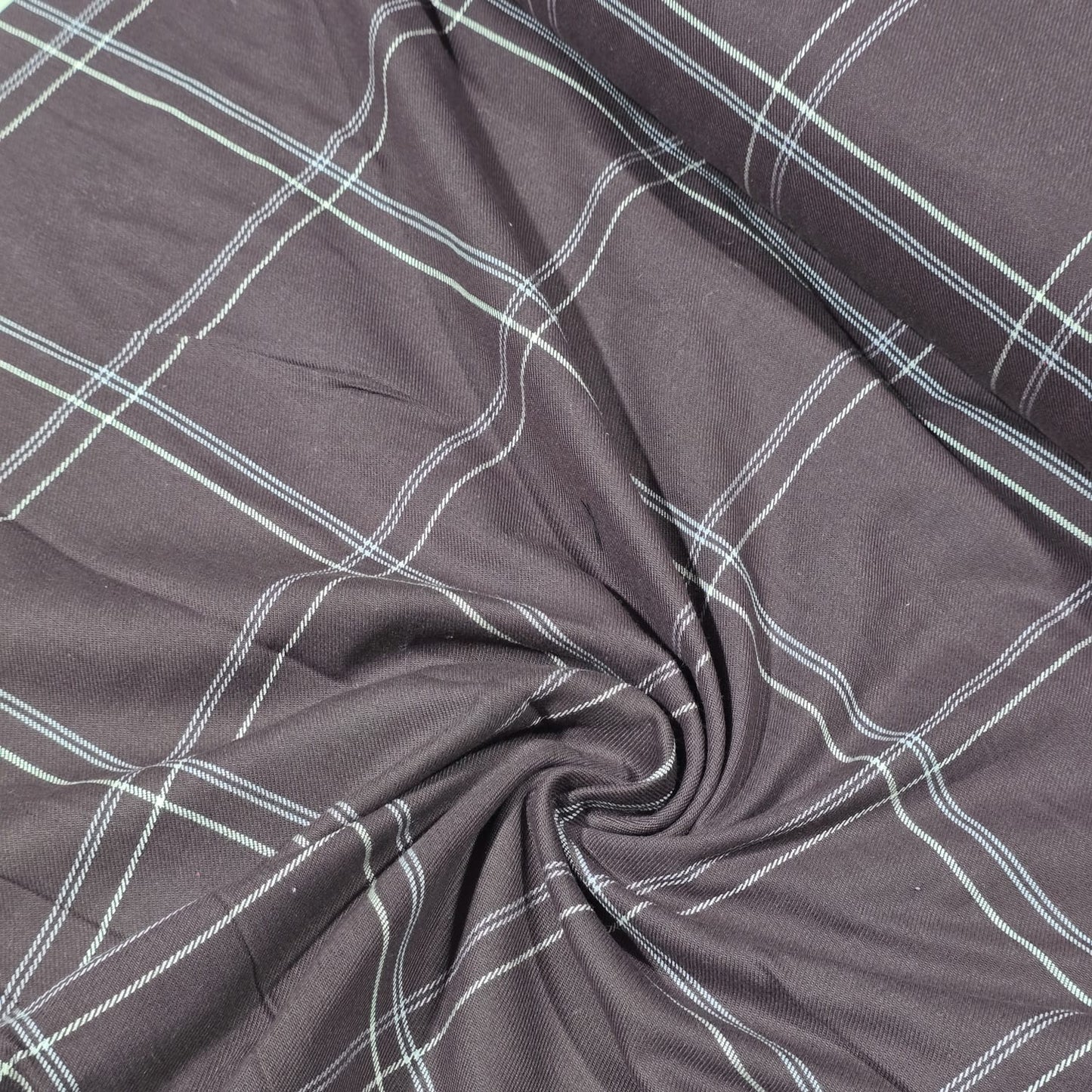 Plum Windowpane Cotton Flannel Fabric Soft Brushed Check 58" By The Meter