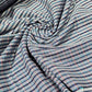 Grey Navy Stripe Cotton Flannel Fabric Fine Plaid Soft Brushed 58" By The Meter
