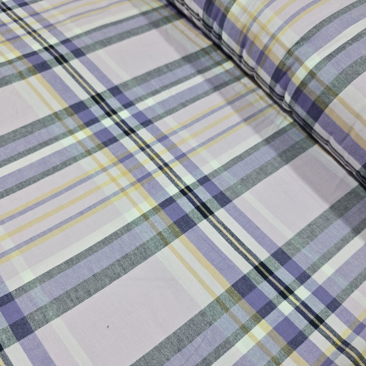 Lilac Grey Yellow Tartan Cotton Flannel Fabric Soft Brushed Check 58" By The Meter