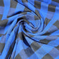 Royal Blue Black Buffalo Check Cotton Flannel Fabric Soft Brushed Plaid 58" By The Meter