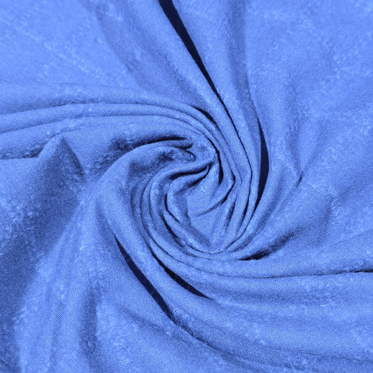 Royal Blue Brushed 100% Cotton Flannel Fabric Textured Geometric 58" By The Meter