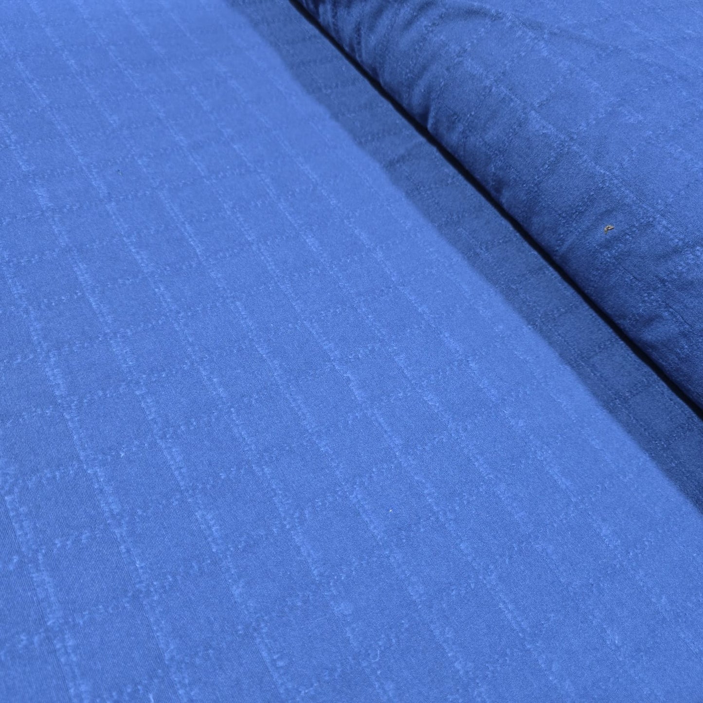 Royal Blue Brushed 100% Cotton Flannel Fabric Textured Geometric 58" By The Meter