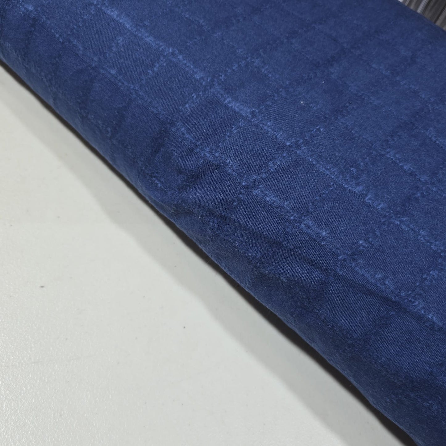 Royal Blue Brushed 100% Cotton Flannel Fabric Textured Geometric 58" By The Meter