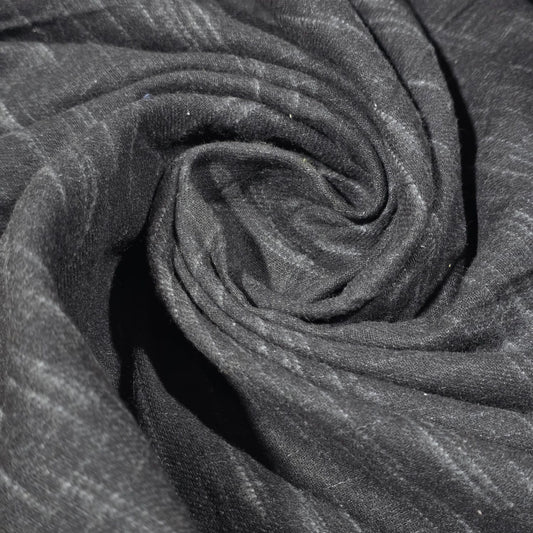 Black Brushed 100% Cotton Flannel Fabric Textured Melange Geometric Material 58" By The Meter