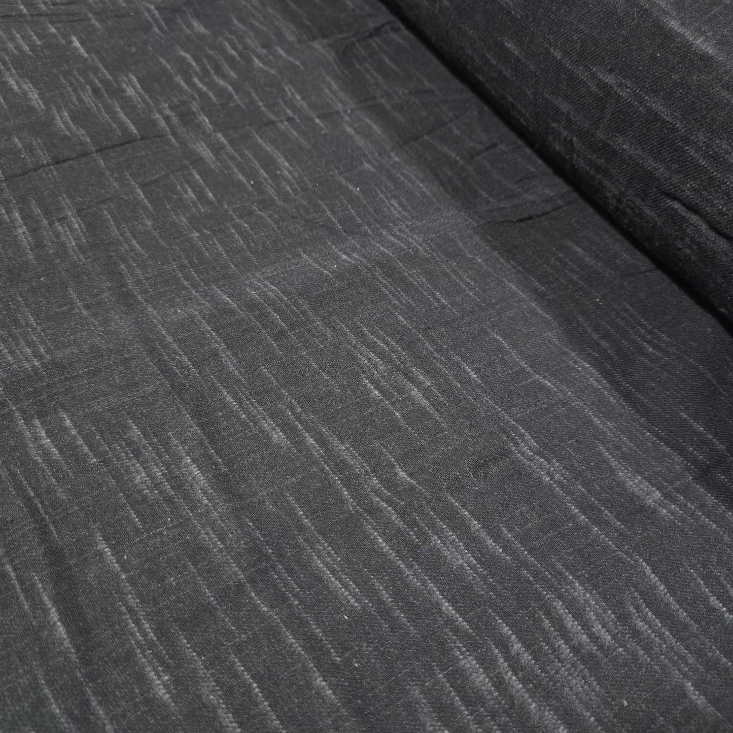 Black Brushed 100% Cotton Flannel Fabric Textured Melange Geometric Material 58" By The Meter
