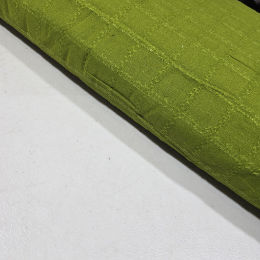 Olive Green Brushed 100% Cotton Flannel Fabric Textured Squares 58" By The Meter