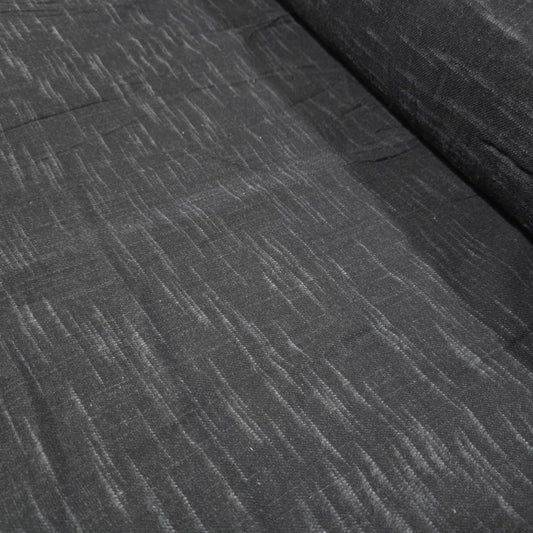 Black Brushed 100% Cotton Flannel Fabric Textured Melange Geometric Material 58" By The Meter