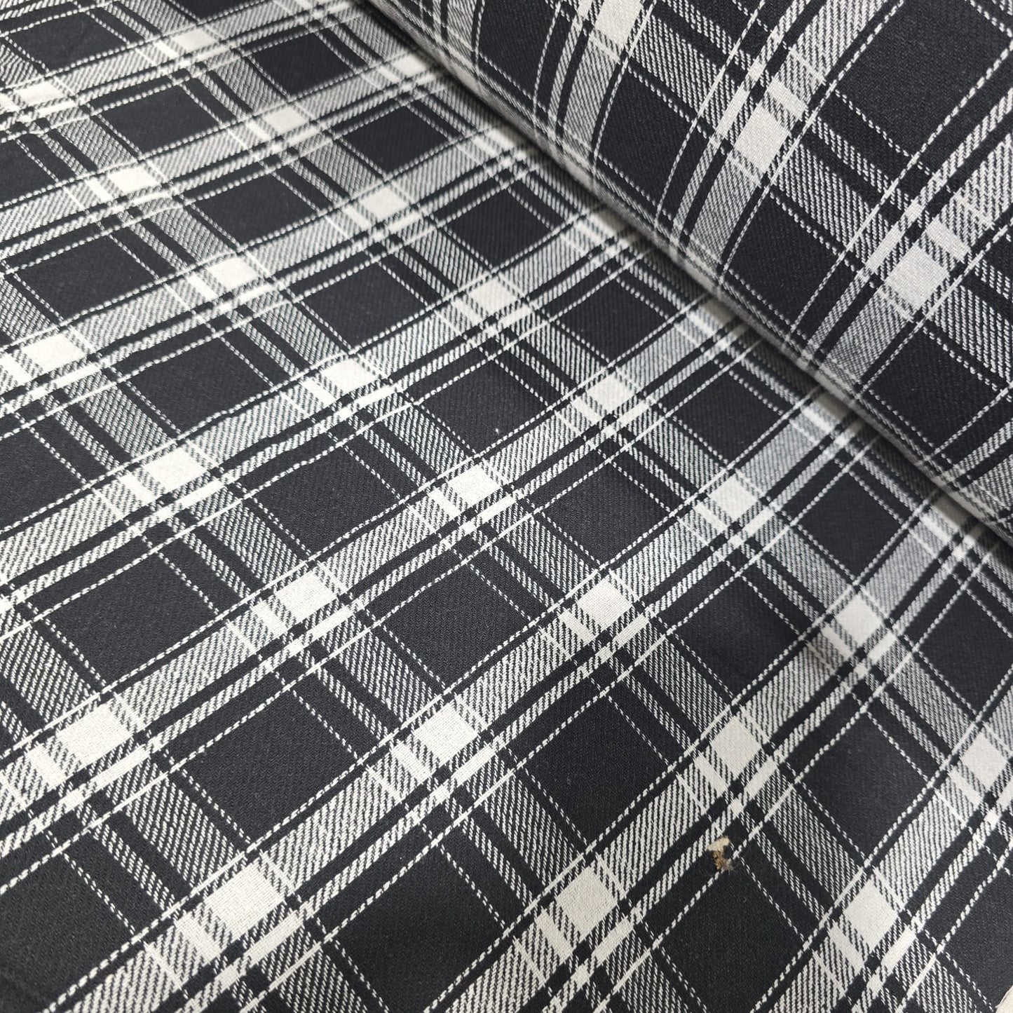 Black White Tartan Brushed Cotton Fabric 42" Wide Plaid Dress Craft Material By The Meter