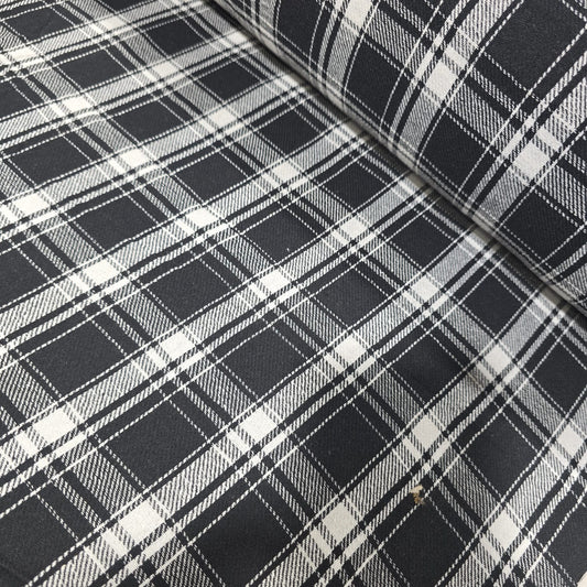 Black White Tartan Brushed Cotton Fabric 42" Wide Plaid Dress Craft Material By The Meter