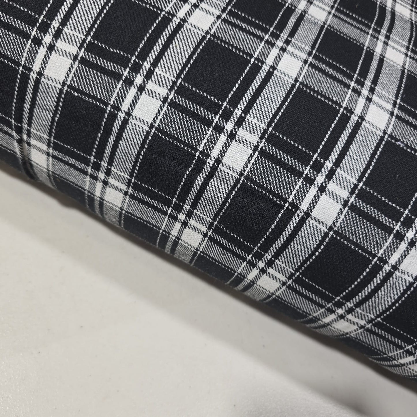 Black White Tartan Brushed Cotton Fabric 42" Wide Plaid Dress Craft Material By The Meter