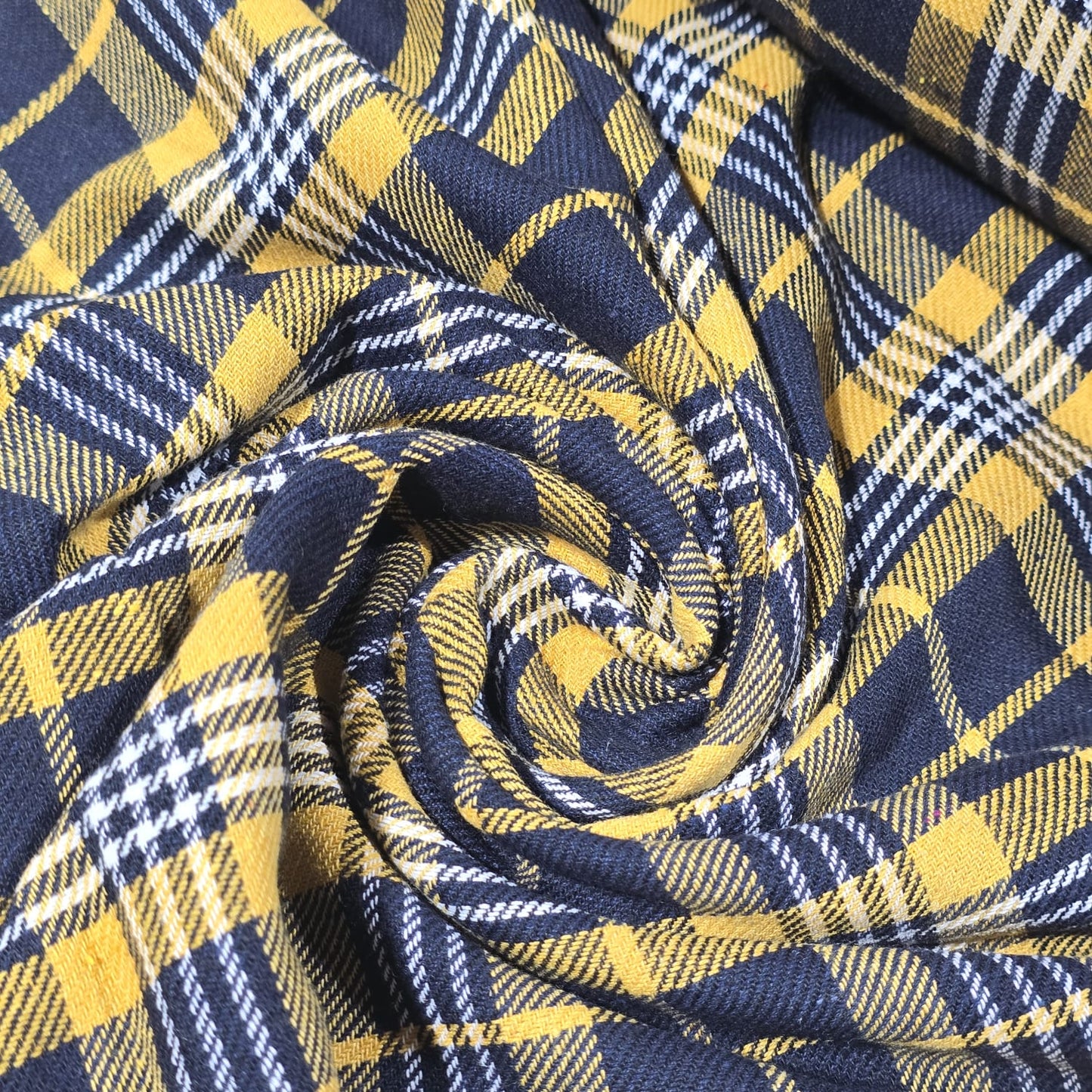 Mustard Yellow Tartan Brushed Cotton Fabric 42" Wide Plaid Dress Craft Material By The Meter
