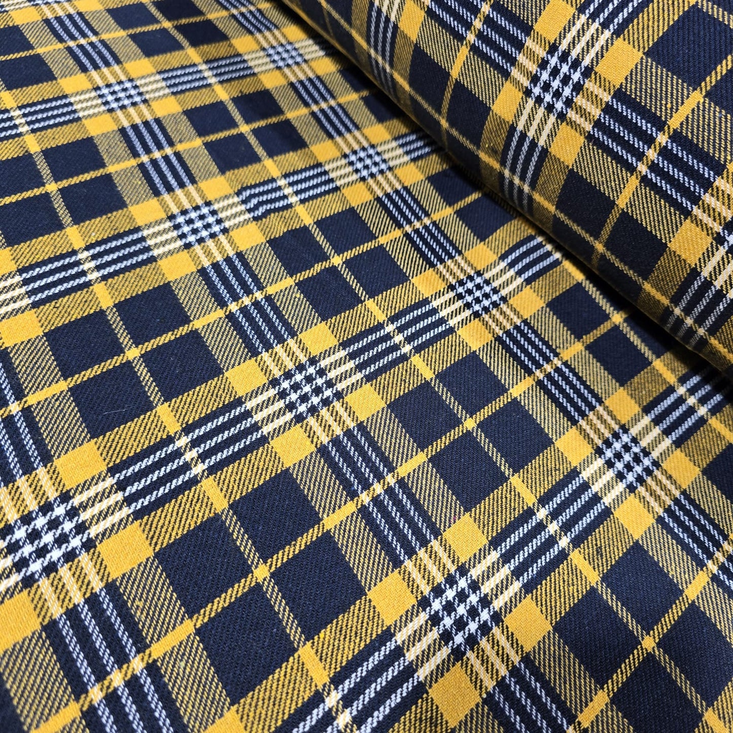 Mustard Yellow Tartan Brushed Cotton Fabric 42" Wide Plaid Dress Craft Material By The Meter