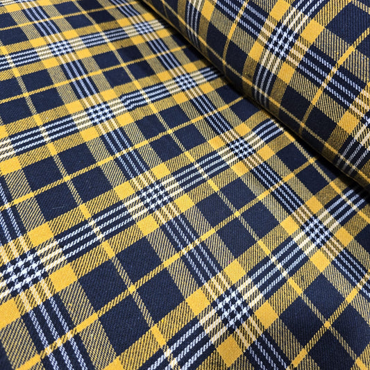 Mustard Yellow Tartan Brushed Cotton Fabric 42" Wide Plaid Dress Craft Material By The Meter