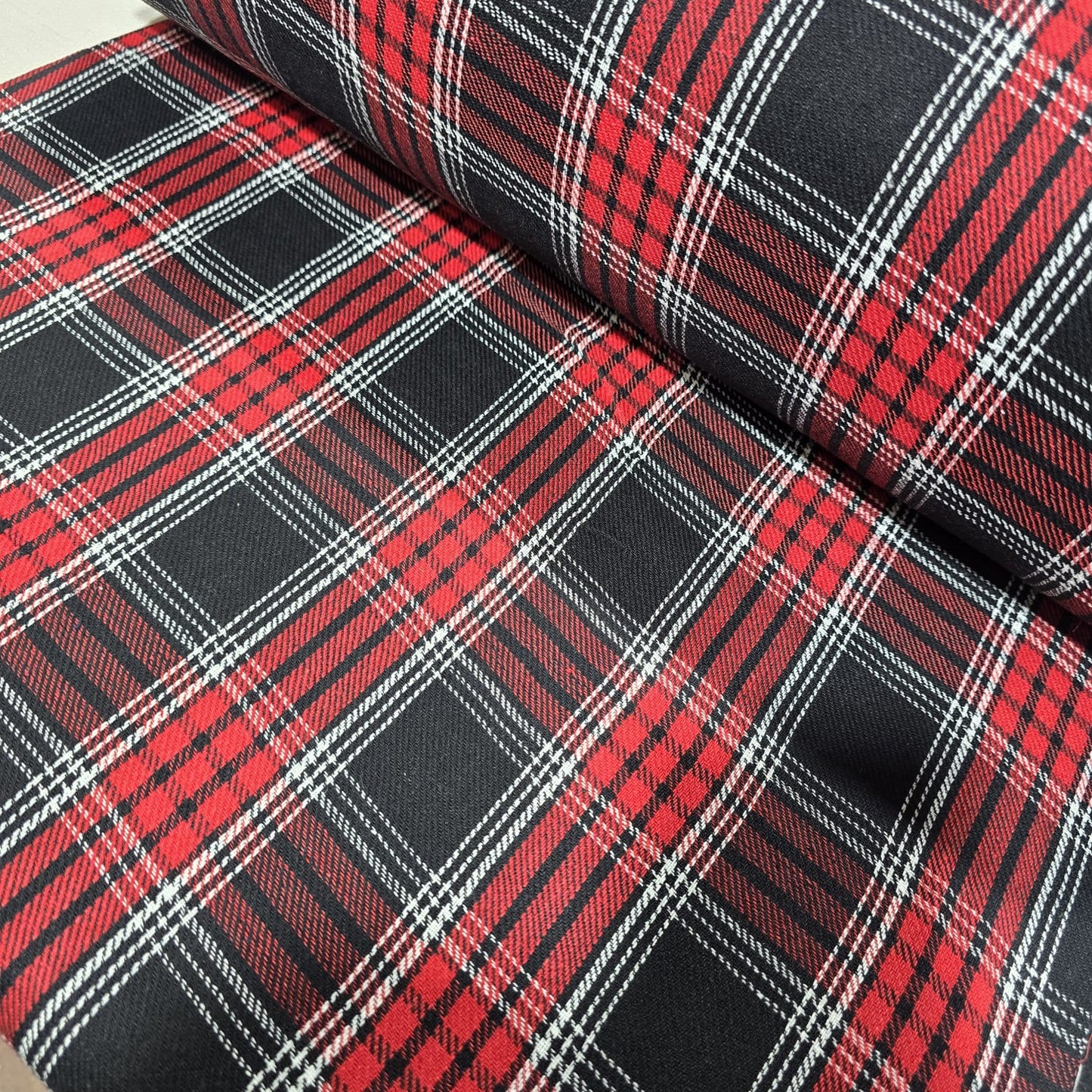 Highland Scarlet Tartan Brushed Cotton Fabric 42" Wide Plaid Dress Craft Material By The Meter