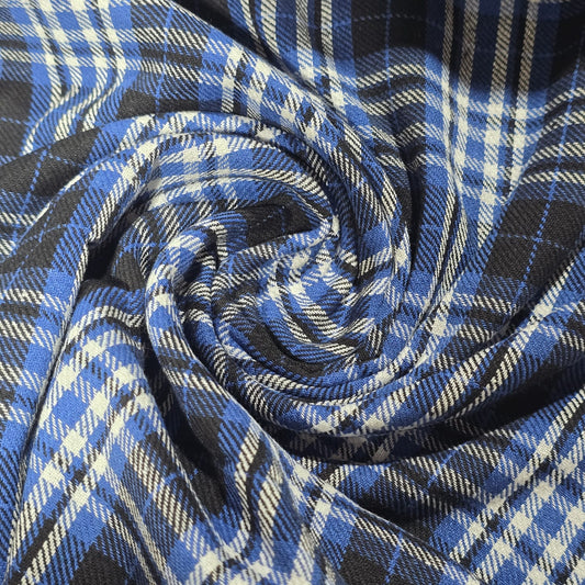 Royal Sapphire Tartan Brushed Cotton Fabric 42" Wide Check Plaid Dress Craft By The Meter