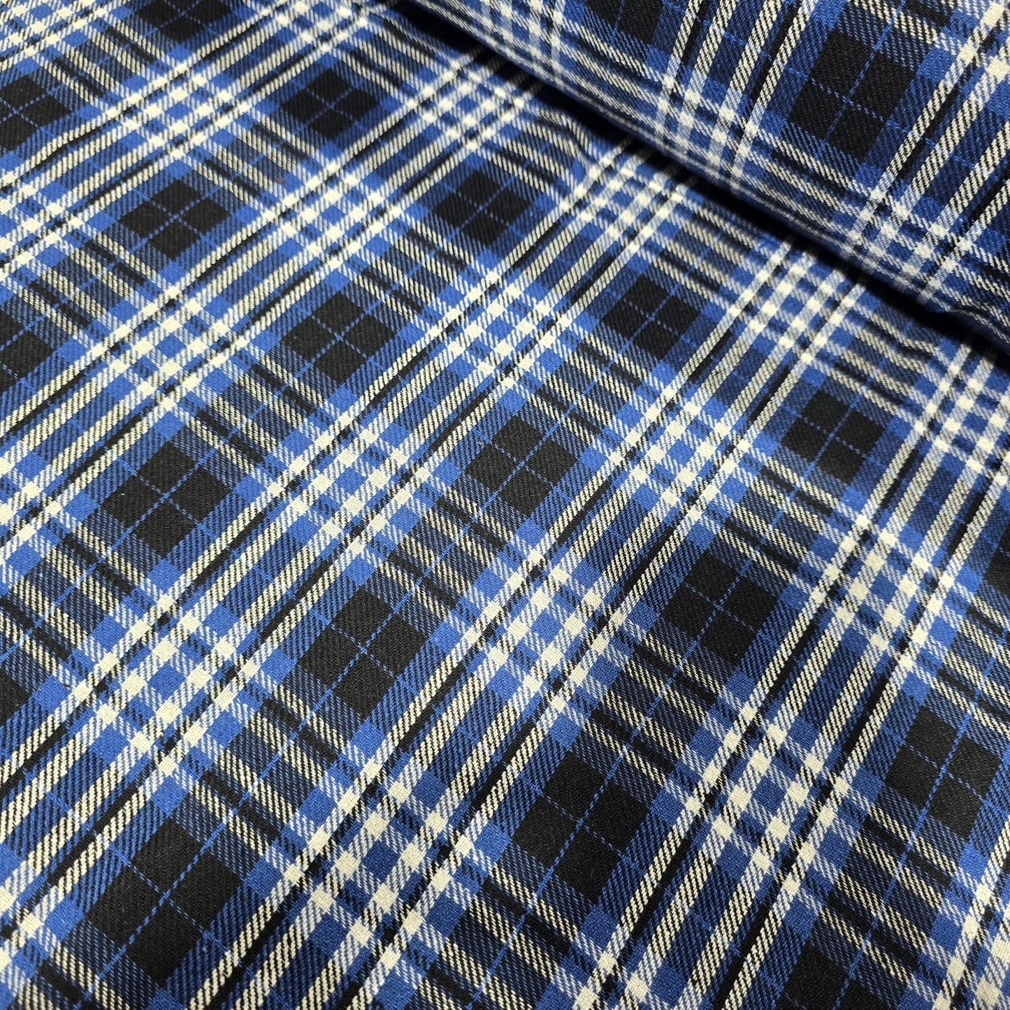 Royal Sapphire Tartan Brushed Cotton Fabric 42" Wide Check Plaid Dress Craft By The Meter