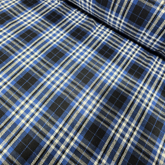 Royal Sapphire Tartan Brushed Cotton Fabric 42" Wide Check Plaid Dress Craft By The Meter
