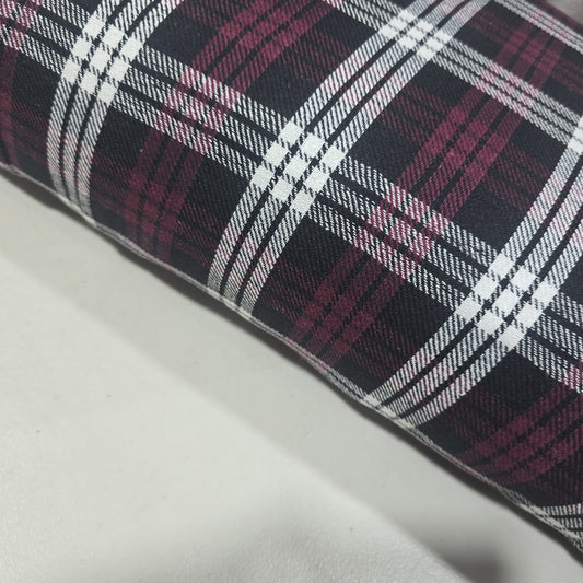 Burgundy Black White Tartan Brushed Cotton Fabric 42" Check Flannel By The Meter