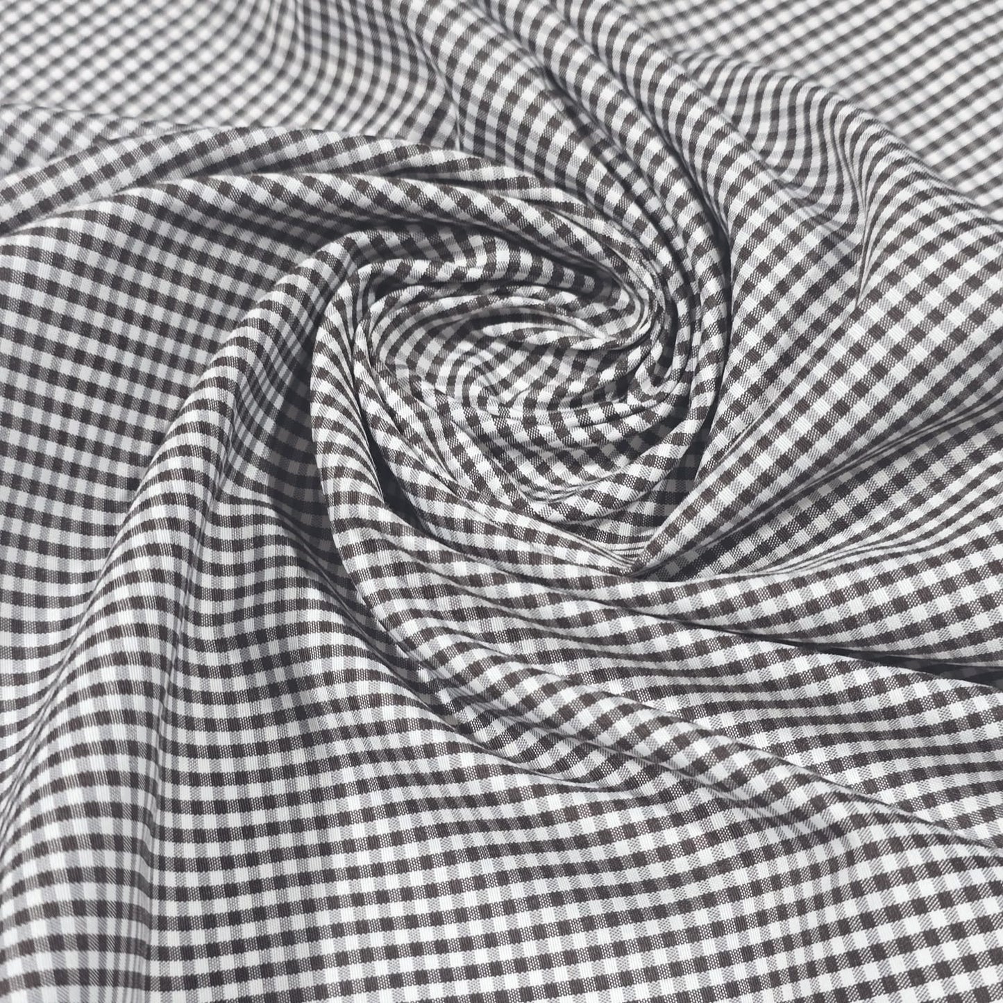 Brown 1/16" Gingham Check Poly Cotton Fabric 58" Dress Craft Material By Meter