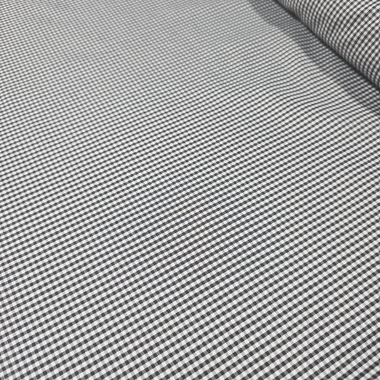 Brown 1/16" Gingham Check Poly Cotton Fabric 58" Dress Craft Material By Meter