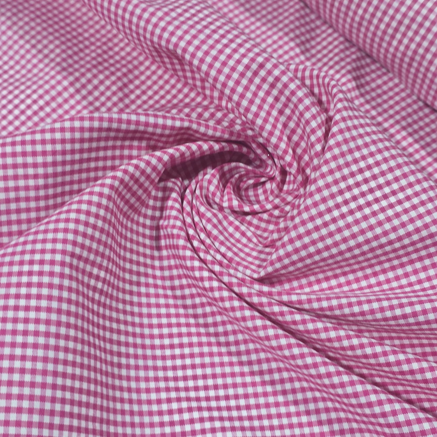 Pink 1/16" Gingham Check Poly Cotton Fabric 58" Dress Craft Material By Meter