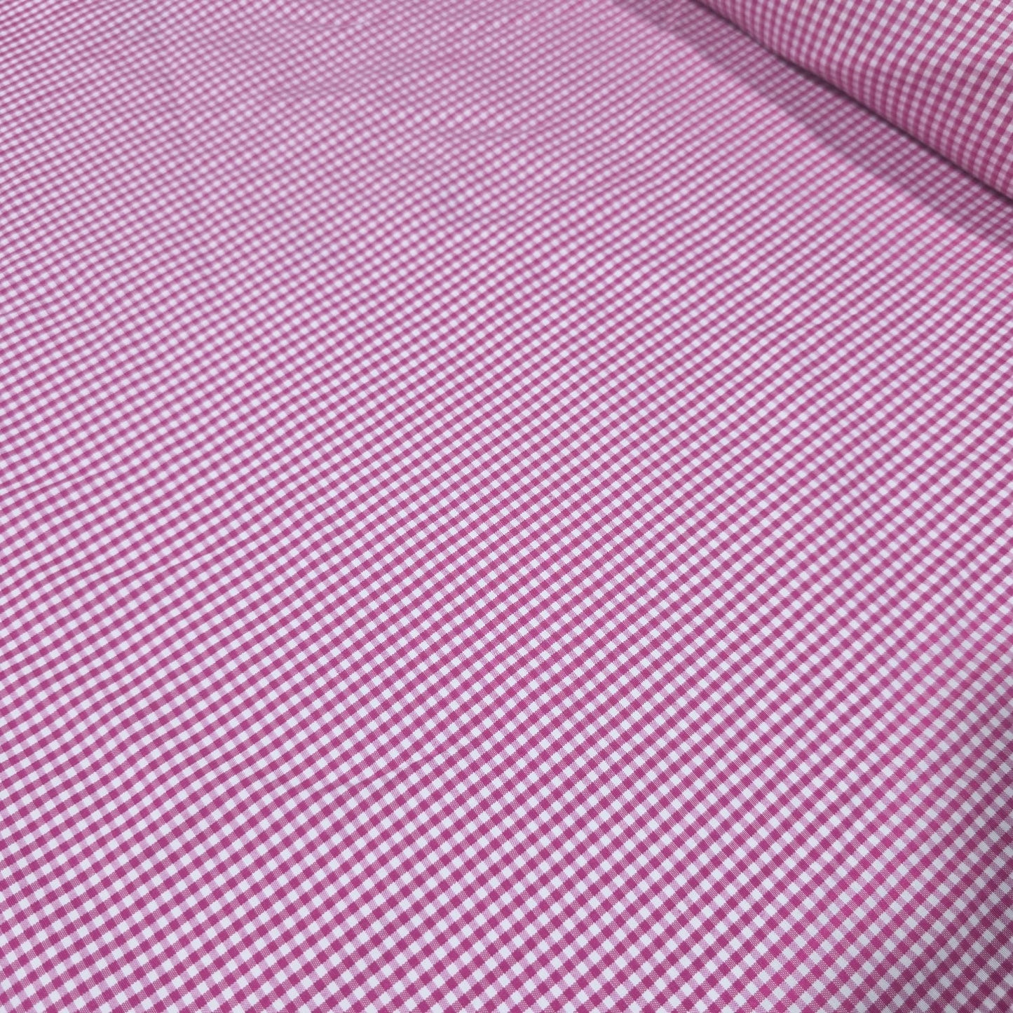 Pink 1/16" Gingham Check Poly Cotton Fabric 58" Dress Craft Material By Meter