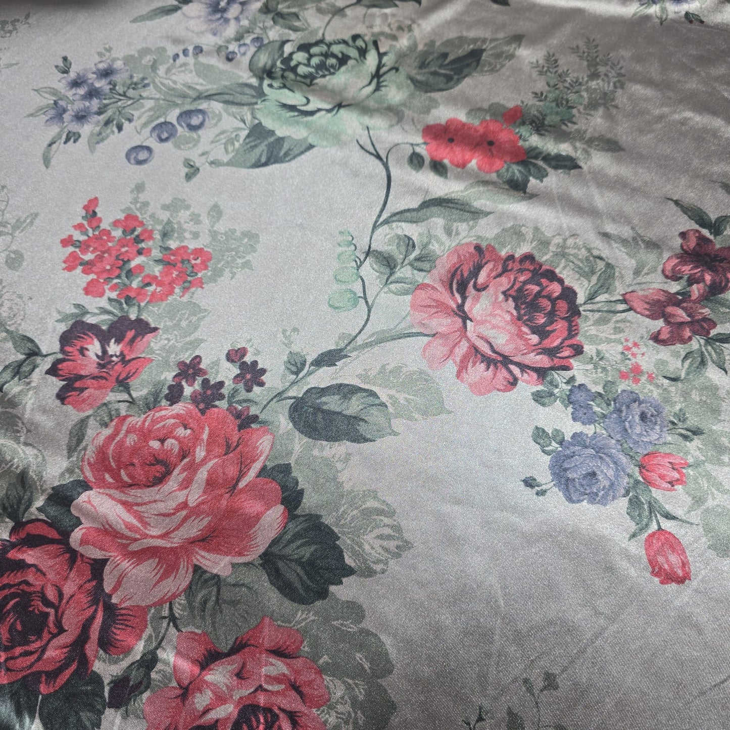 Mink Floral Satin Fabric Dress Draping Material 58" By the Meter