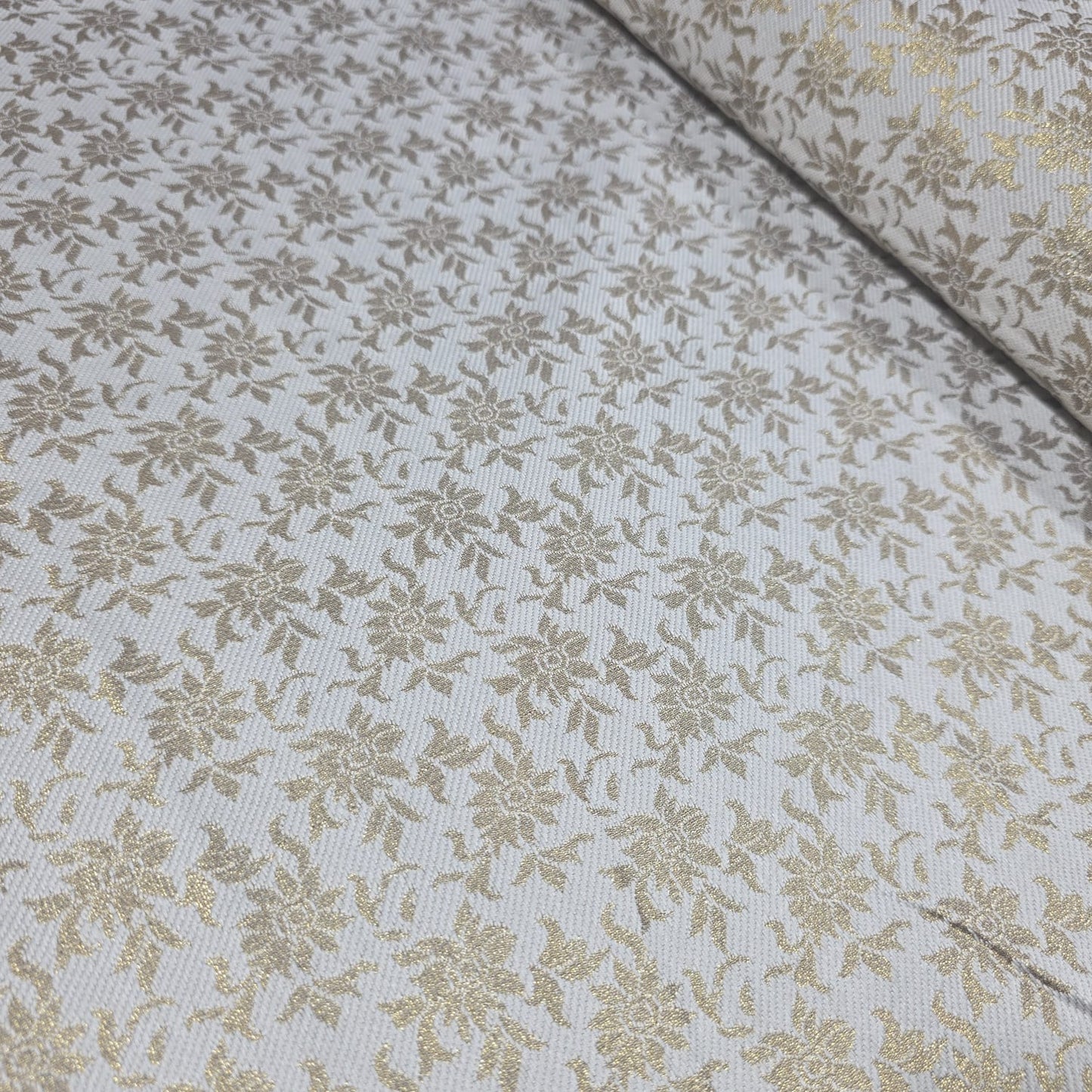 Ornamentaler Paisley Gold Metallic Druck Indischer Banarasi Brokat Stoff Meterware
