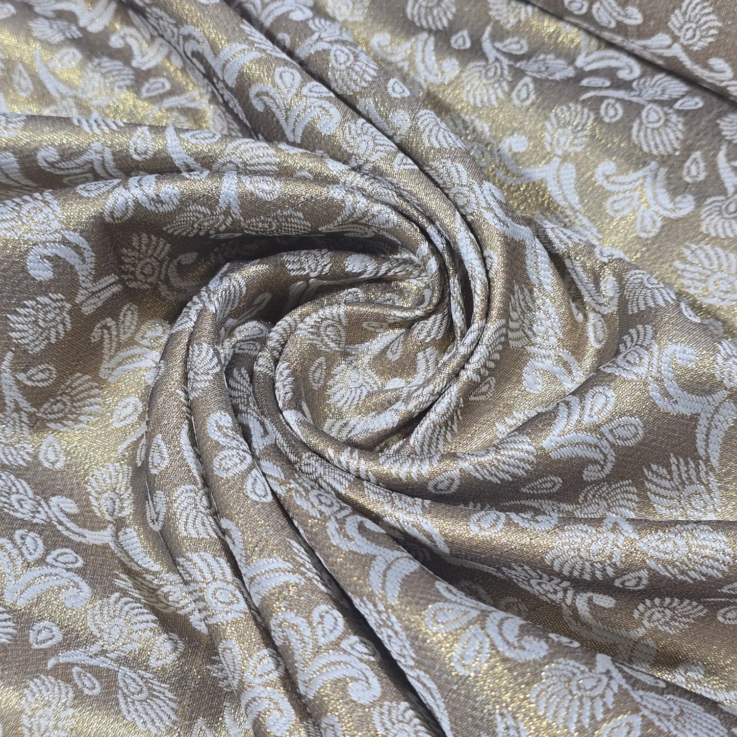 Ornamentaler Paisley Gold Metallic Druck Indischer Banarasi Brokat Stoff Meterware