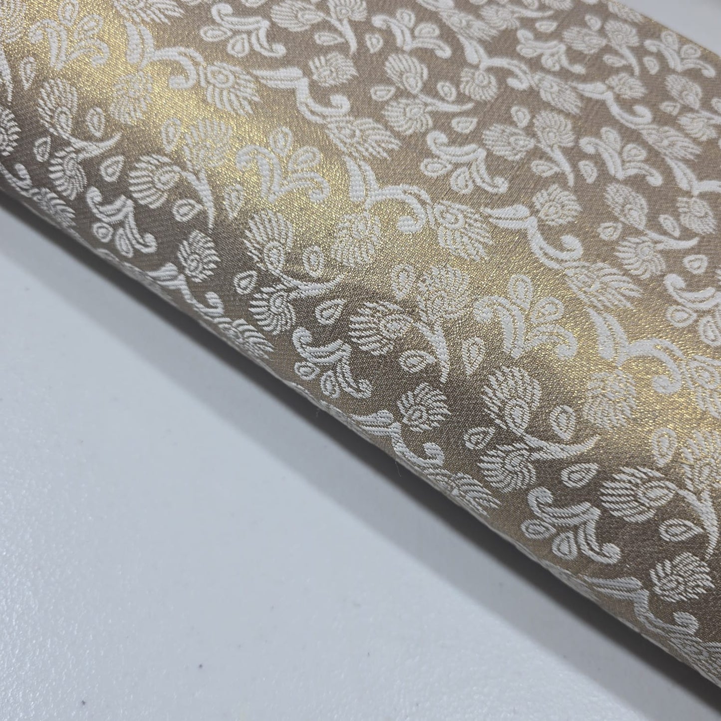Ornamentaler Paisley Gold Metallic Druck Indischer Banarasi Brokat Stoff Meterware