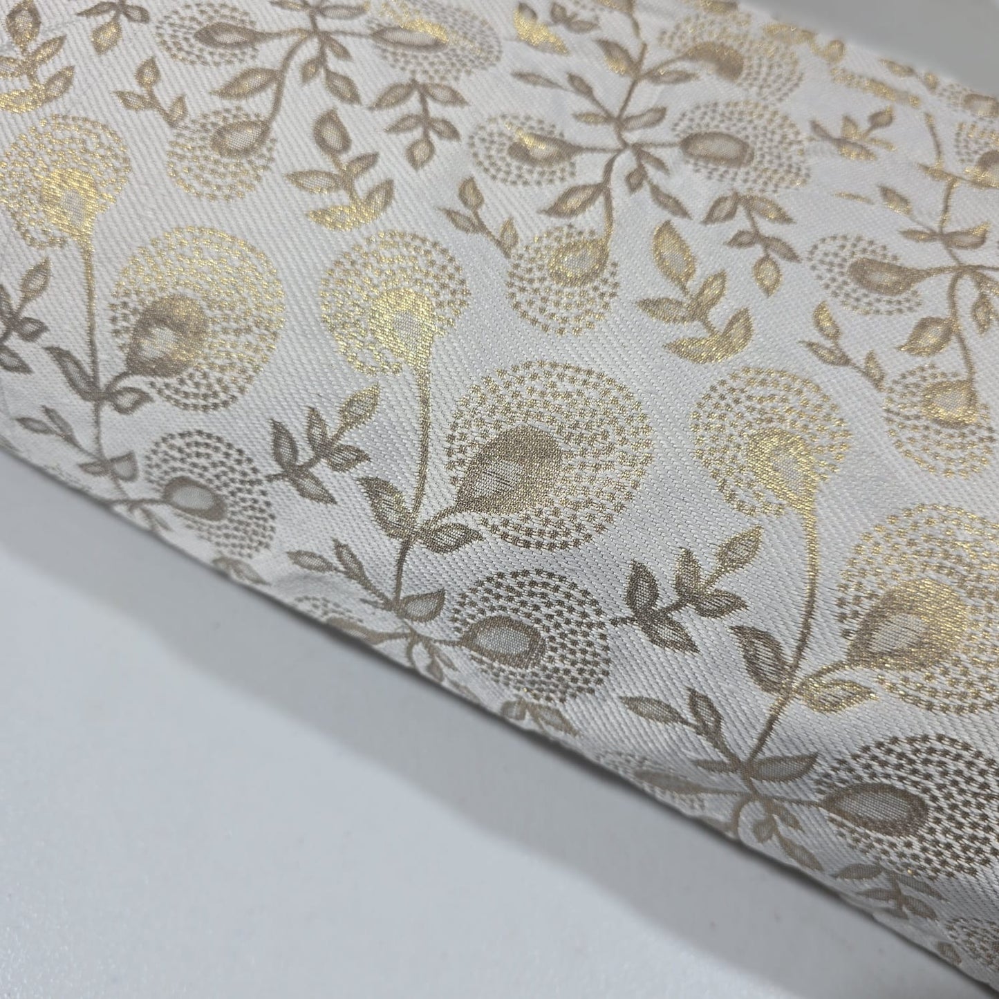 Gold Banarasi Reversible Brocade Fabric with Gold Zari Floral Premium Indian Jacquard Material By Metre 44"
