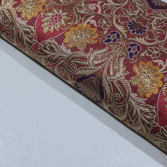 Rose Pink Indian Banarasi Brocade Fabric Gold Jacquard Dress Craft Material 44" By Meter