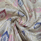 Cream Indian Banarasi Brocade Fabric Silver Jacquard Pink Blue Dress Material 44" By Meter