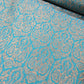 Turquoise Indian Banarasi Brocade Fabric Gold Paisley Jacquard Dress Material 44" By Meter
