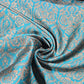Turquoise Indian Banarasi Brocade Fabric Gold Paisley Jacquard Dress Material 44" By Meter