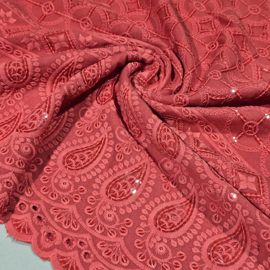 Broderie Anglais Pailletten-Stickerei, ANGLAISE, weicher Viskose-Kleider-Bastelstoff, 111,8 cm (Flaschengrün)