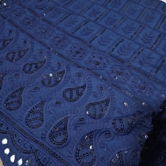 Broderie Anglais Pailletten-Stickerei, ANGLAISE, weicher Viskose-Kleider-Bastelstoff, 111,8 cm (Flaschengrün)