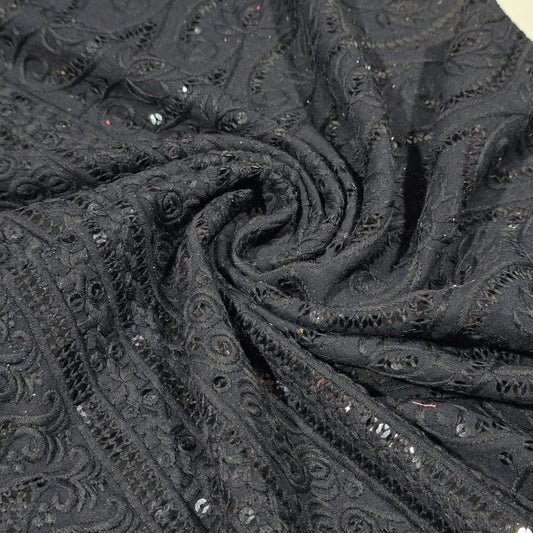 Broderie Anglais Pailletten-Stickerei, ANGLAISE, weicher Viskose-Kleider-Bastelstoff, 111,8 cm (Flaschengrün)