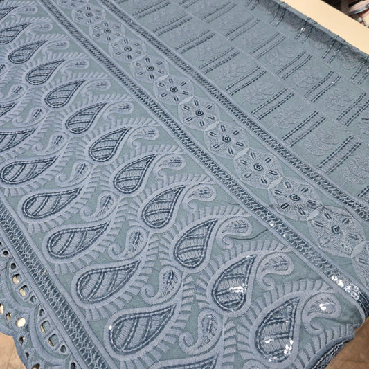 Broderie Anglais Pailletten-Stickerei, ANGLAISE, weicher Viskose-Kleider-Bastelstoff, 111,8 cm (Flaschengrün)