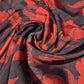 Weiches Satin-Kleidergewebe mit Blumenmuster, schwarze Rosen, Meterware, 147,3 cm