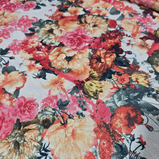 Deadstock Vintage Floral Viscose Jersey Fabric 58" Wide | Soft Stretch Knit Dressmaking Material By The Meter