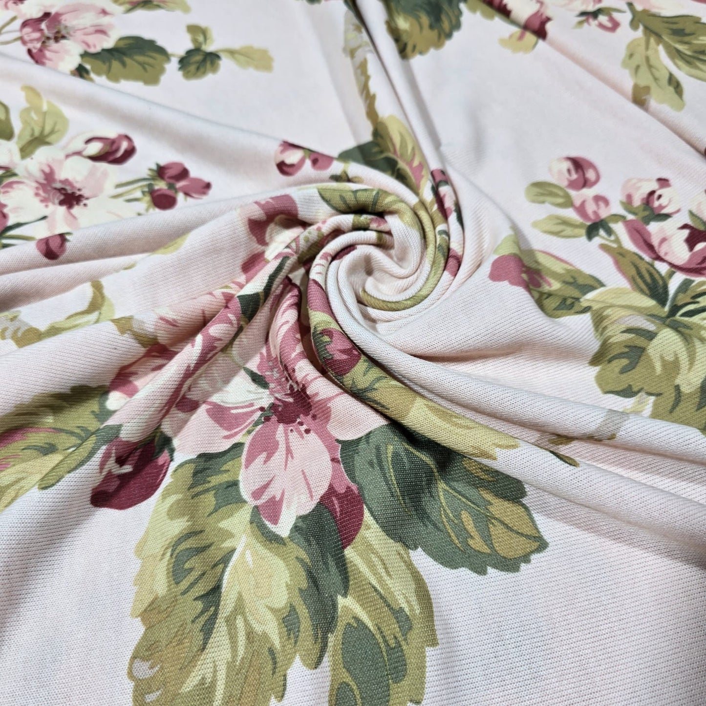 Deadstock Vintage Floral Viscose Jersey Fabric 58" Wide | Soft Stretch Knit Dressmaking Fabric By the Meter